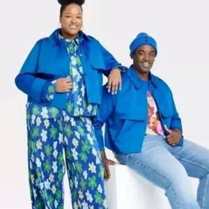 Target Sammie Shacket Jacket Adult Plus 2X Cropped Blue Magnetic Snap Preppy NWT